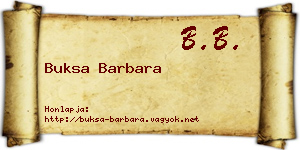 Buksa Barbara névjegykártya